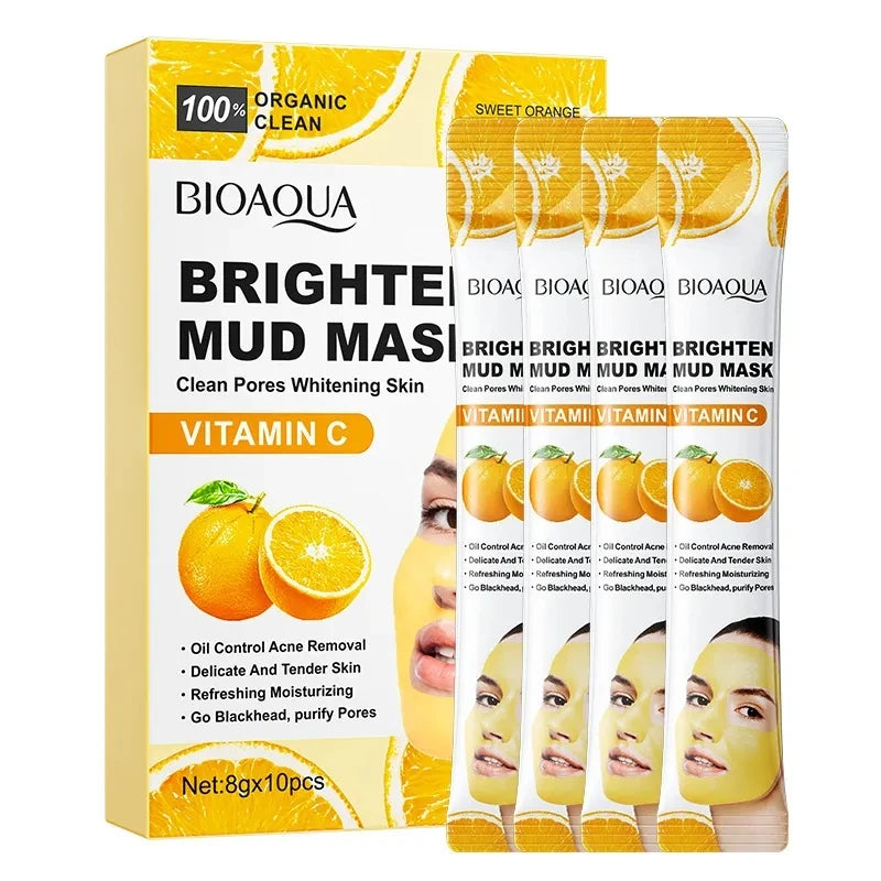 BIOAQUA Vitamin C Mud Masks (30pcs) – Cucumber, Moisturizing, Anti-Aging & Brightening