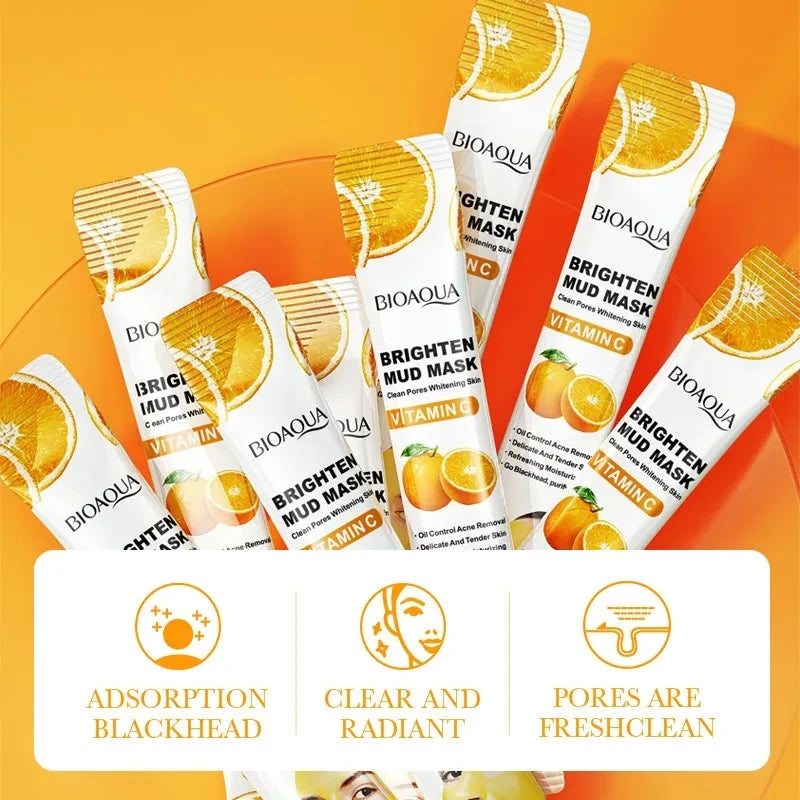 BIOAQUA Vitamin C Mud Masks (30pcs) – Cucumber, Moisturizing, Anti-Aging & Brightening