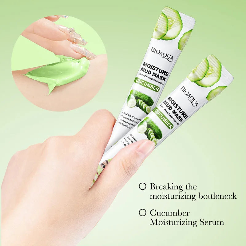 BIOAQUA Vitamin C Mud Masks (30pcs) – Cucumber, Moisturizing, Anti-Aging & Brightening