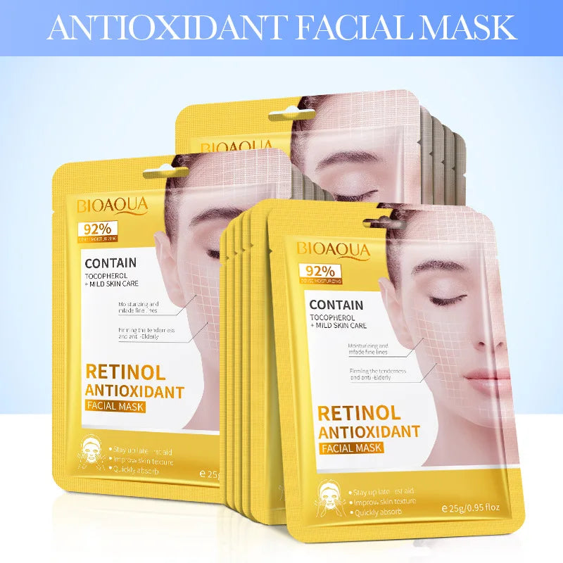 BIOAQUA Retinol Collagen Facial Masks (15pcs) – Firming, Hydrating & Brightening Care