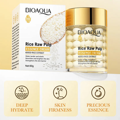 BIOAQUA Rice Raw Pulp Essence Cream – Moisturizing, Firming & Brightening Face Care