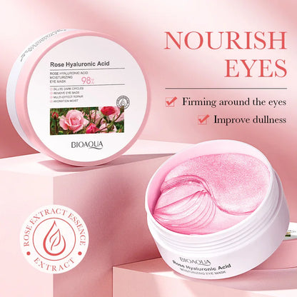 BIOAQUA Rose & Hyaluronic Acid Eye Masks (60pcs) – Anti-Dark Circles, Firming & Hydrating