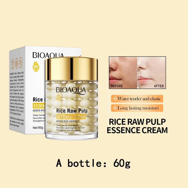 BIOAQUA Rice Raw Pulp Essence Cream – Moisturizing, Firming & Brightening Face Care