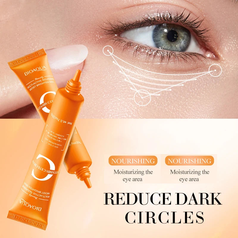 BIOAQUA Vitamin C Eye Cream – Moisturizing, Anti-Dark Circles & Eye Bag Reduction