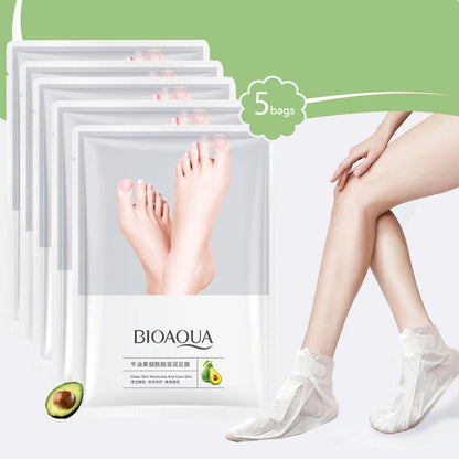 BIOAQUA Avocado Exfoliating Foot Masks (5 Pairs) – Peeling, Moisturizing & Foot Care SPA